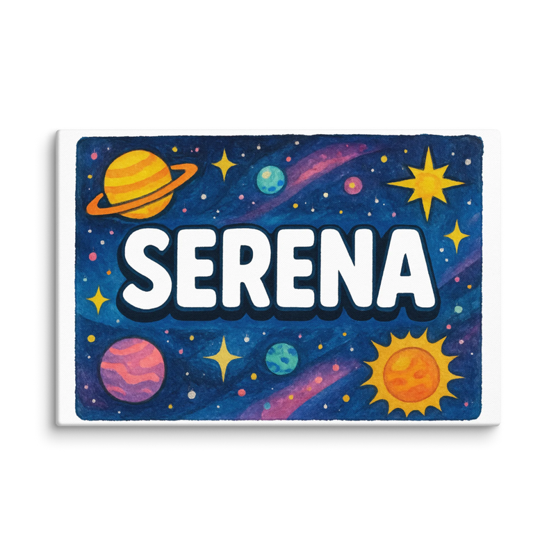 Serena Name Art - Space Explorers personalized wall print for kids