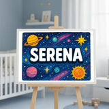 Serena Name Art - Space Explorers personalized wall print for kids