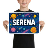 Serena Name Art - Space Explorers personalized wall print for kids