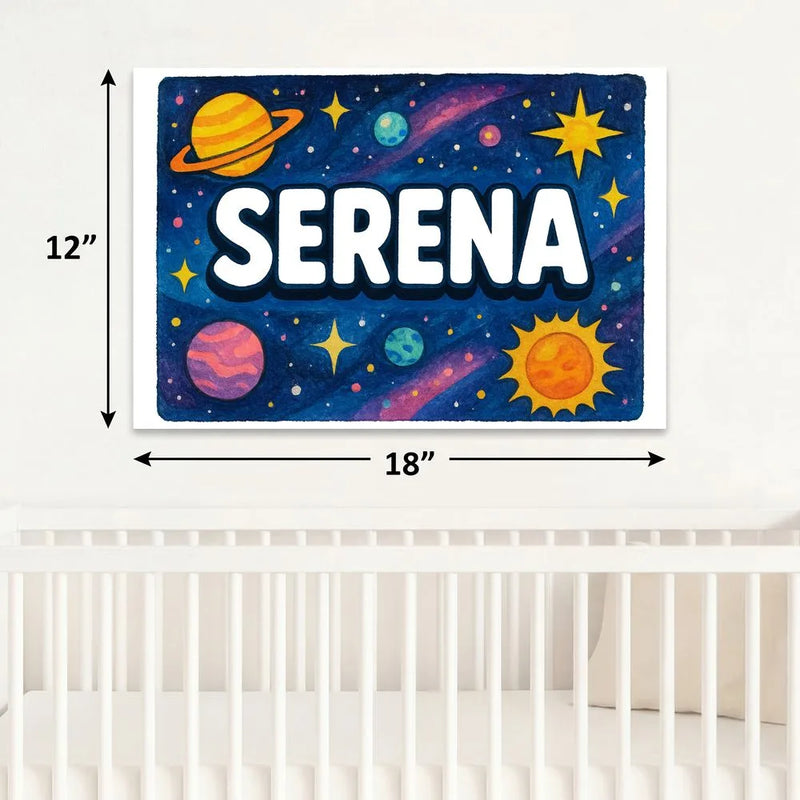Serena Name Art - Space Explorers personalized wall print for kids