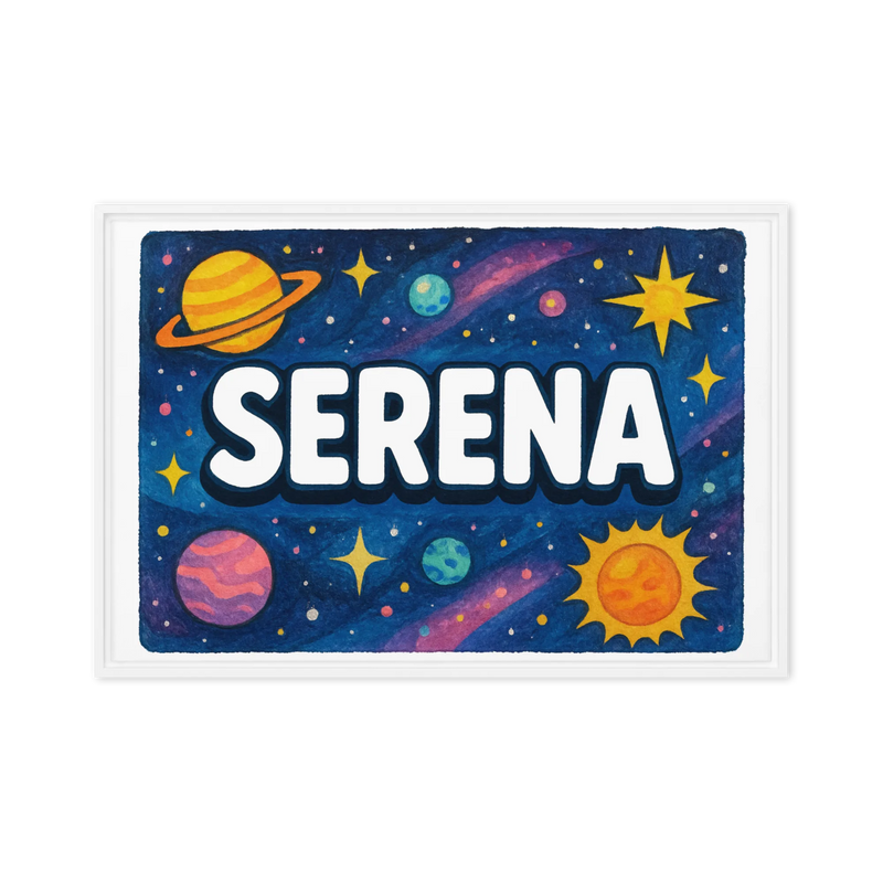 Serena Name Art - Space Explorers personalized wall print for kids