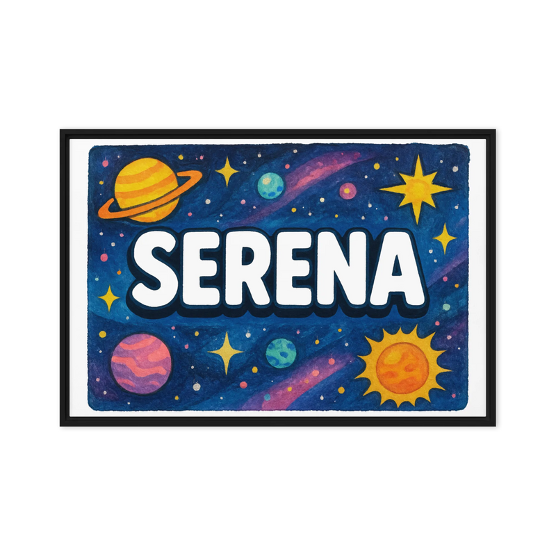 Serena Name Art - Space Explorers personalized wall print for kids