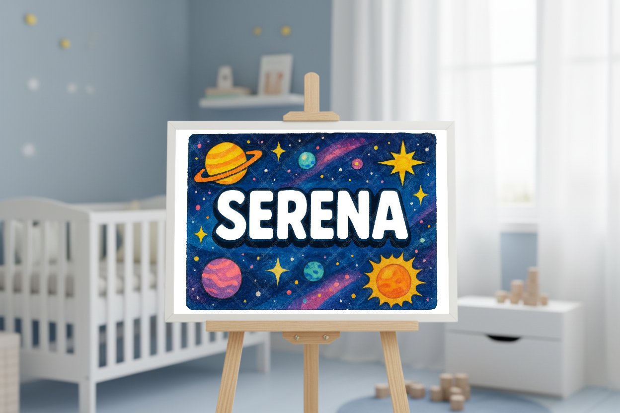 Personalized space name art for Serena