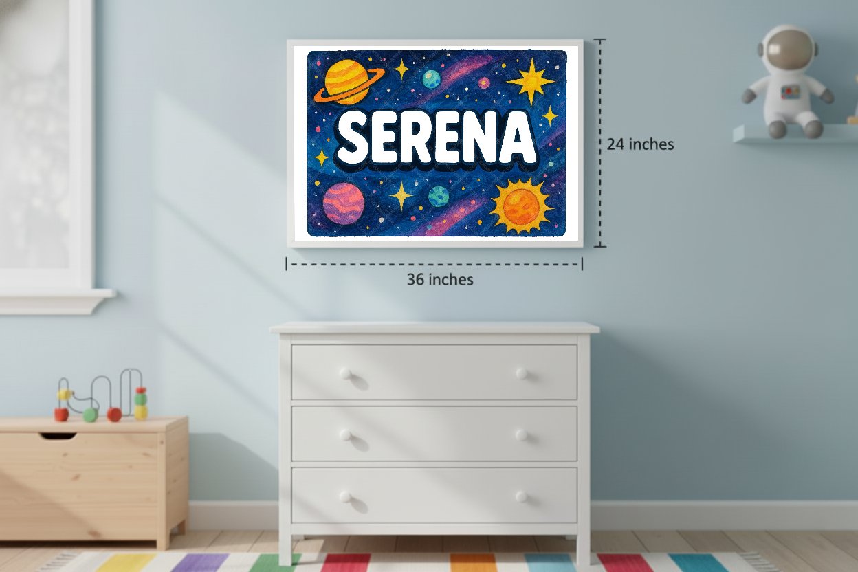 Personalized space name art for Serena