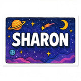Sharon Name Art - Space Explorers personalized wall print for kids