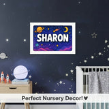 Sharon Name Art - Space Explorers personalized wall print for kids