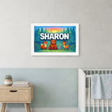 Sharon Name Art - Forest Friends personalized wall print for kids