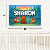 Sharon Name Art - Forest Friends personalized wall print for kids