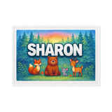 Sharon Name Art - Forest Friends personalized wall print for kids