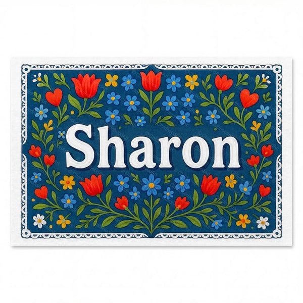 Sharon Name Art - Floral Farmhouse Personalized Wall Art