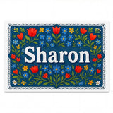 Sharon Name Art - Floral Farmhouse personalized wall print for kids