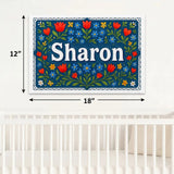 Sharon Name Art - Floral Farmhouse personalized wall print for kids