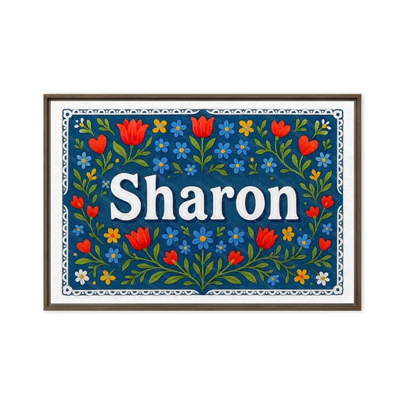 Sharon Name Art - Floral Farmhouse personalized wall print for kids