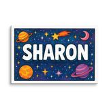 Sharon Name Art - Space Explorers personalized wall print for kids