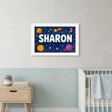 Sharon Name Art - Space Explorers personalized wall print for kids
