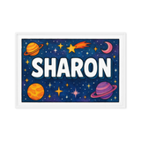 Sharon Name Art - Space Explorers personalized wall print for kids