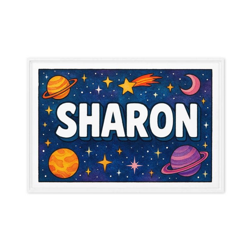 Sharon Name Art - Space Explorers personalized wall print for kids