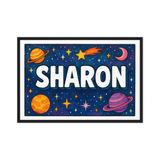 Sharon Name Art - Space Explorers personalized wall print for kids