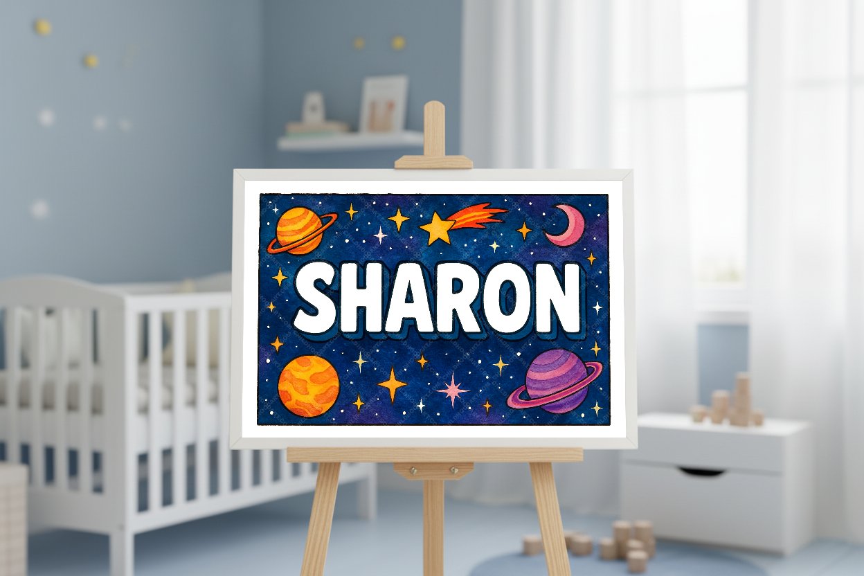 Personalized space name art for Sharon