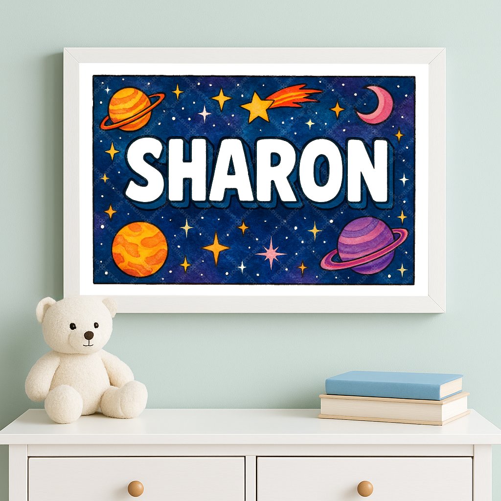 Personalized space name art for Sharon