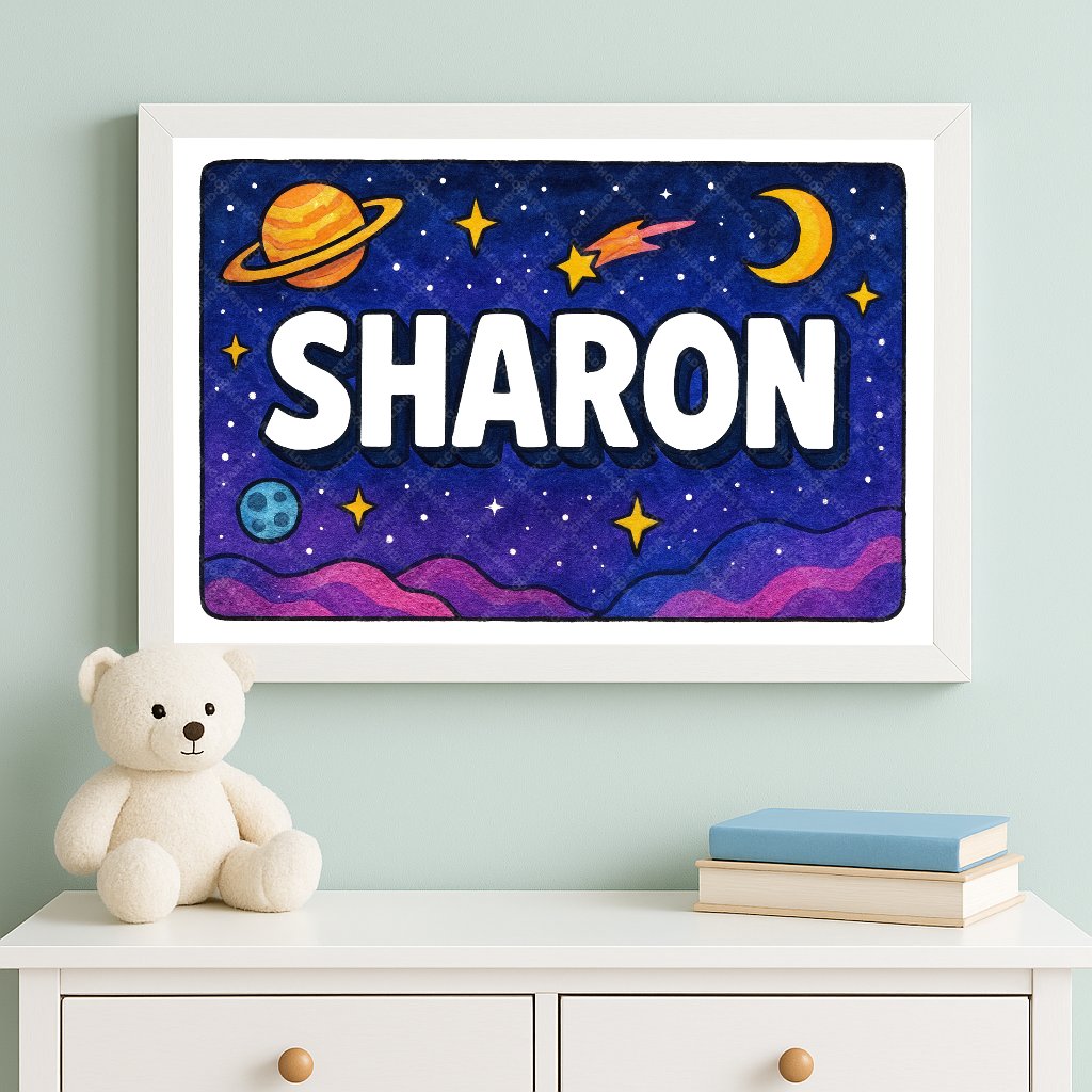 Personalized space name art for Sharon