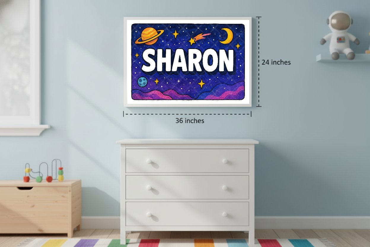 Personalized space name art for Sharon