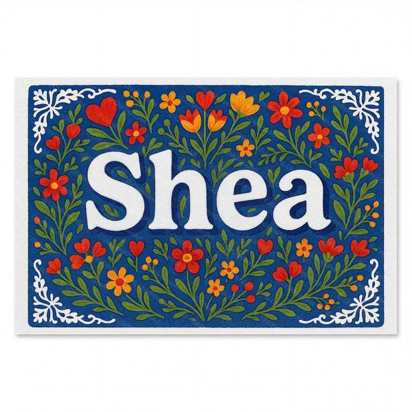 Personalized Shea name art print in the Floral farmhouse style