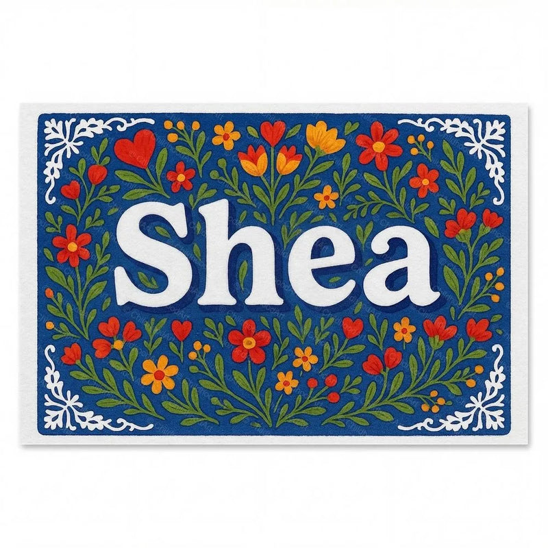 Shea Name Art - Floral Farmhouse personalized wall print for kids