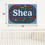 Shea Name Art - Floral Farmhouse personalized wall print for kids