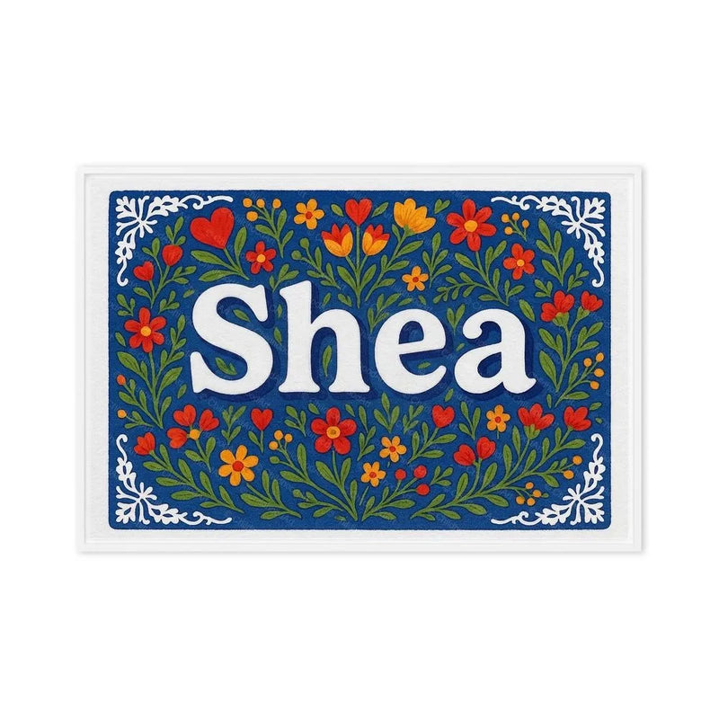 Shea Name Art - Floral Farmhouse personalized wall print for kids