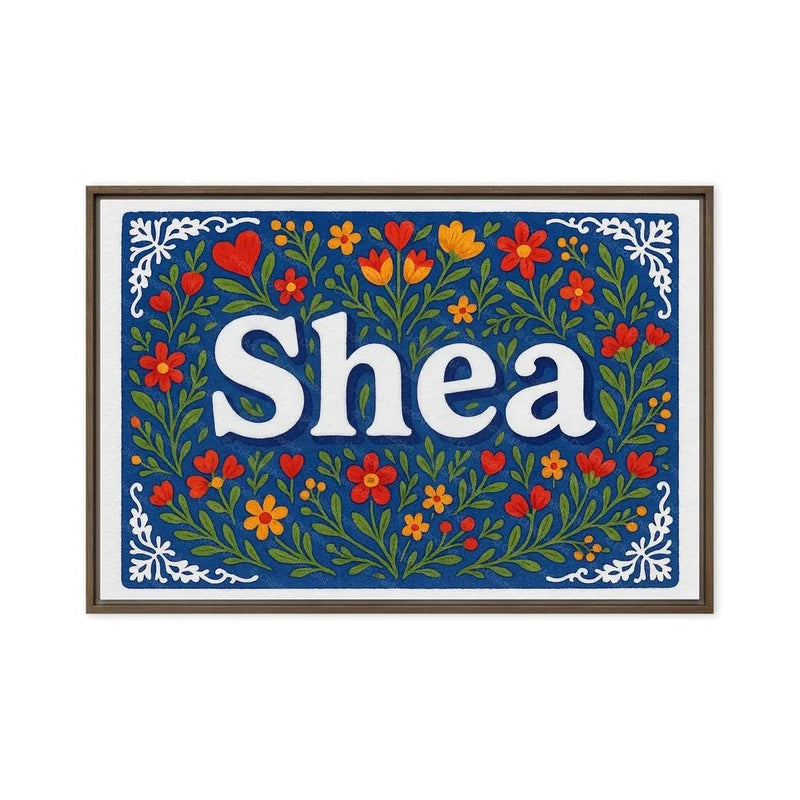 Shea Name Art - Floral Farmhouse personalized wall print for kids