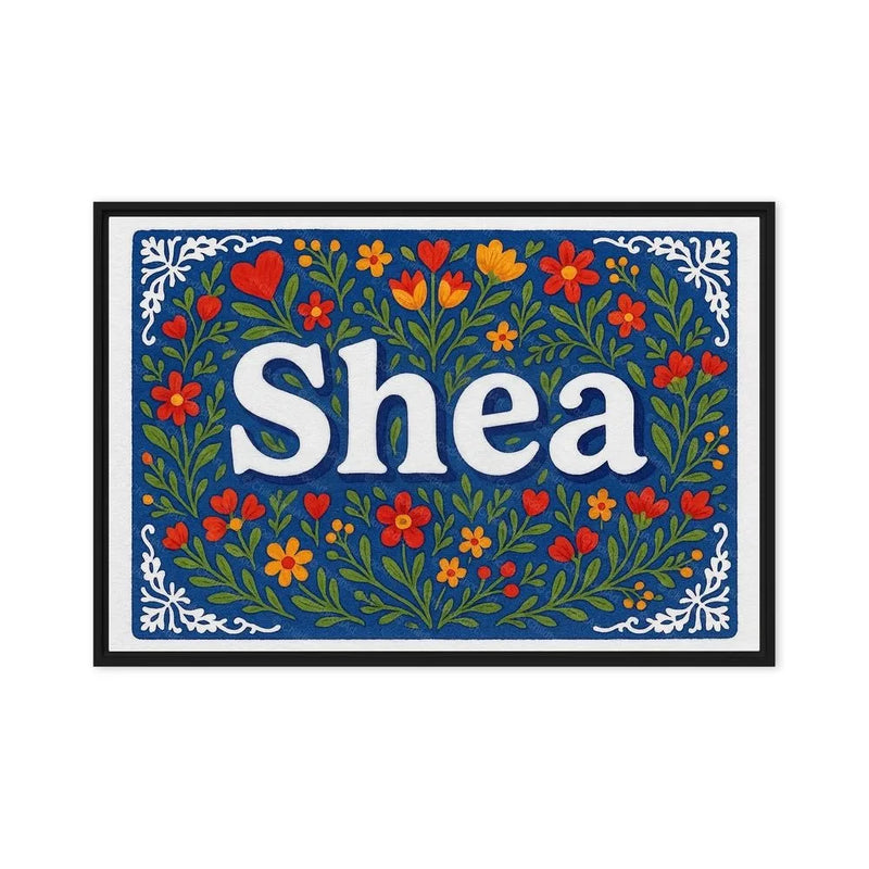 Shea Name Art - Floral Farmhouse personalized wall print for kids