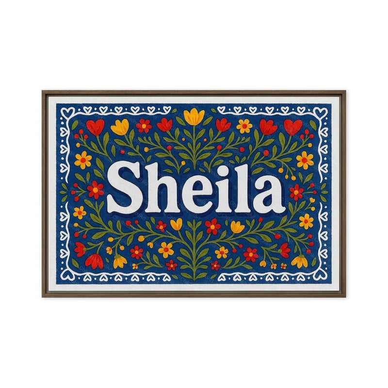 Sheila Name Art - Floral Farmhouse personalized wall print for kids