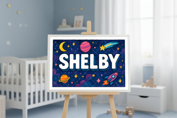 "Shelby" Amongst the Stars Personalized Space Artwork