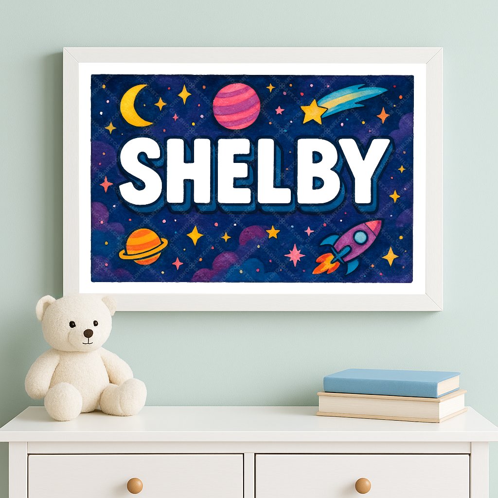 Personalized space name art for Shelby