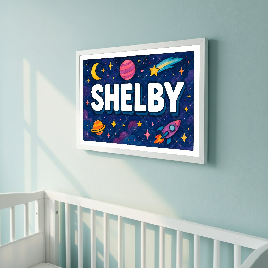 Personalized space name art for Shelby