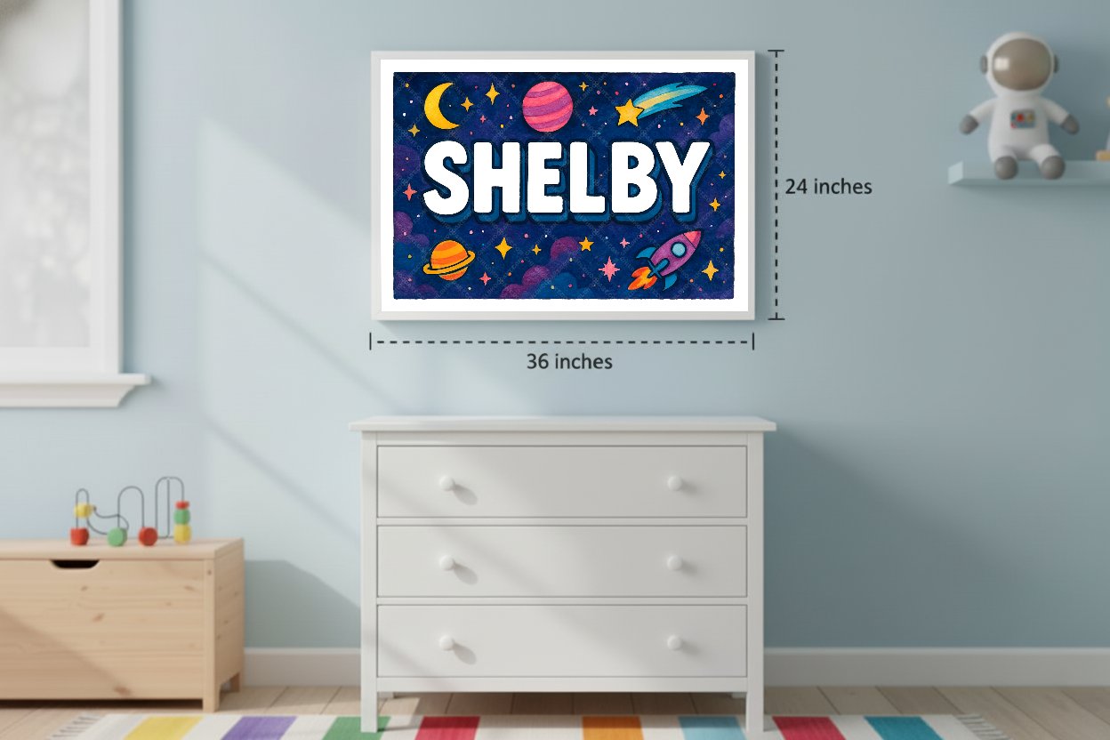 Personalized space name art for Shelby