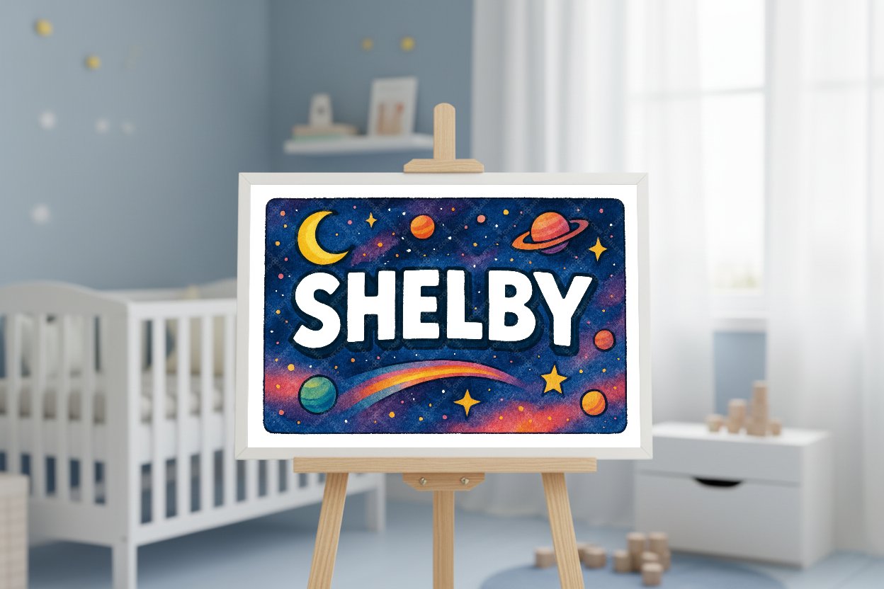 Personalized space name art for Shelby