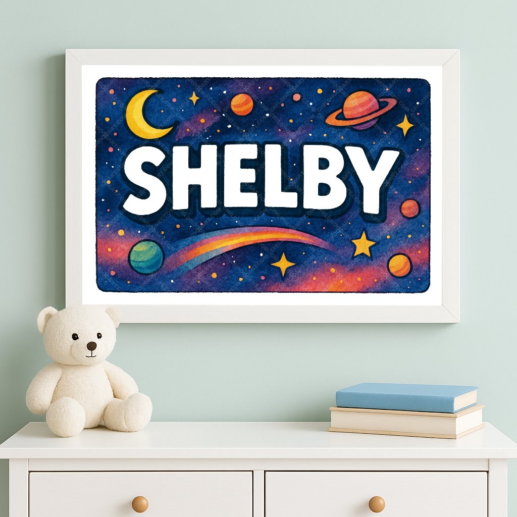 Personalized space name art for Shelby