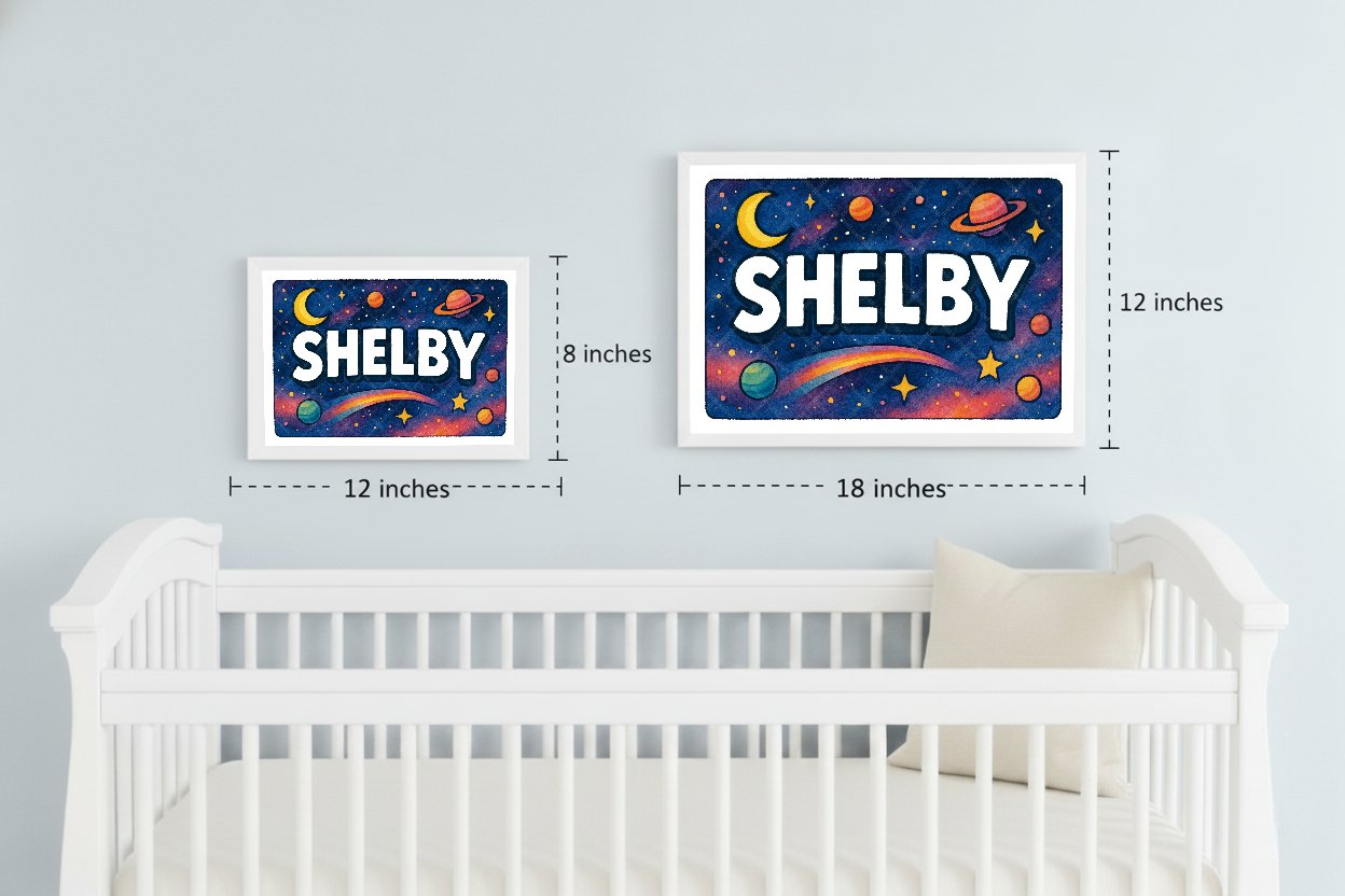 Personalized space name art for Shelby