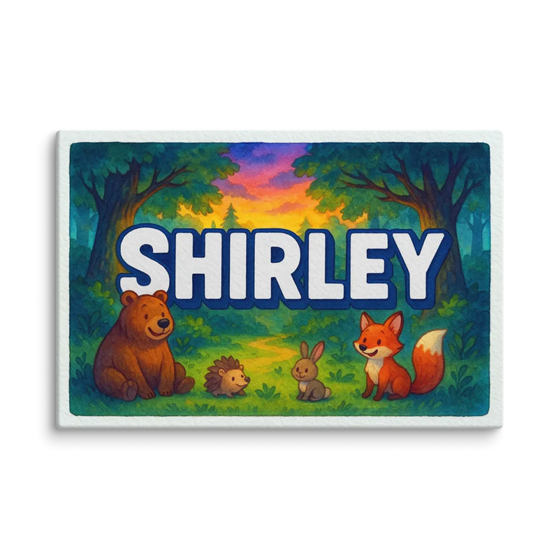 Shirley Name Art - Forest Friends personalized wall print for kids