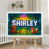 Shirley Name Art - Forest Friends personalized wall print for kids