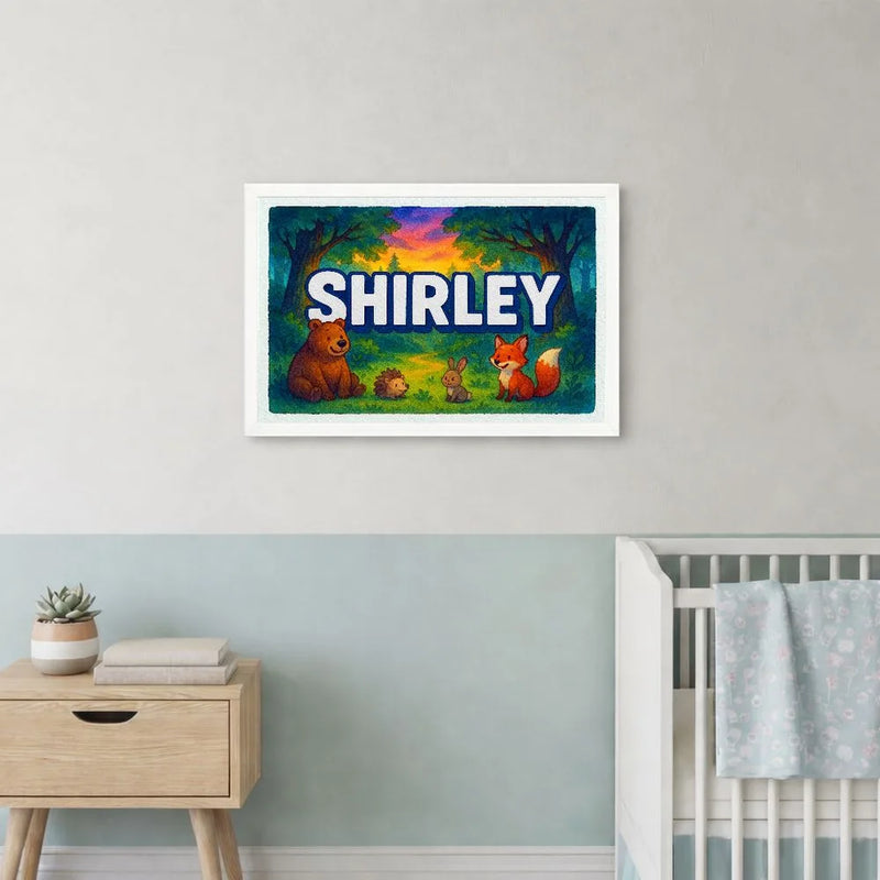 Shirley Name Art - Forest Friends personalized wall print for kids