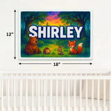 Shirley Name Art - Forest Friends personalized wall print for kids
