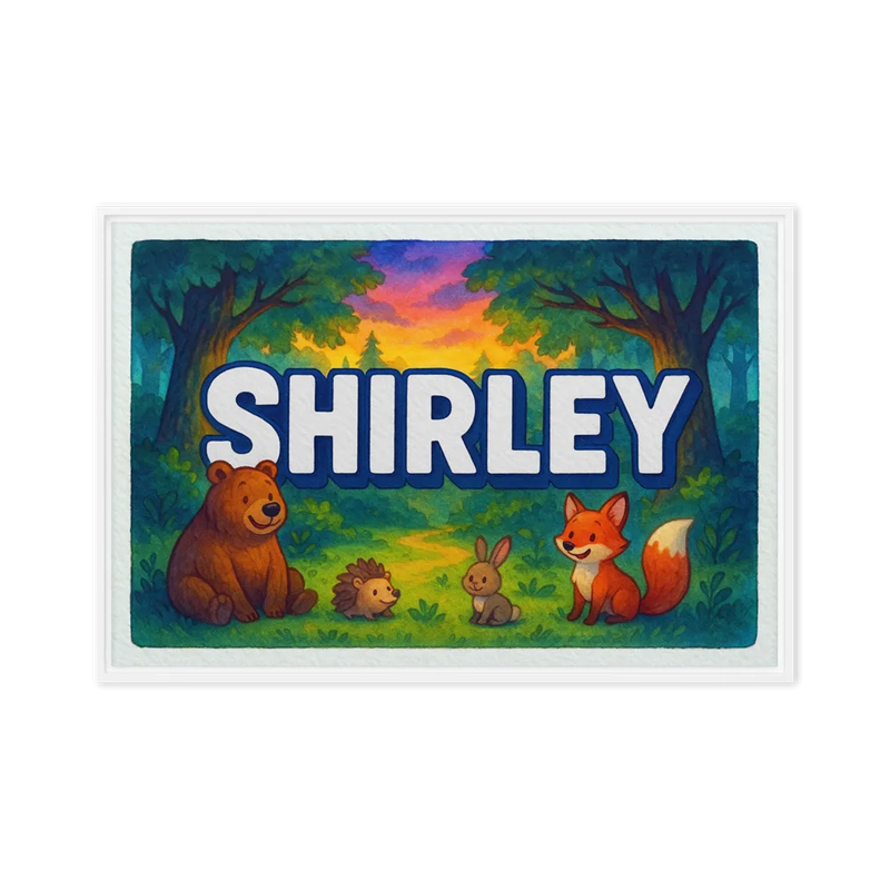 Shirley Name Art - Forest Friends personalized wall print for kids