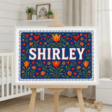 Shirley Name Art - Floral Farmhouse personalized wall print for kids