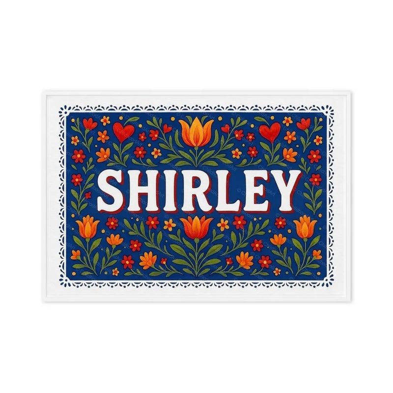 Shirley Name Art - Floral Farmhouse personalized wall print for kids