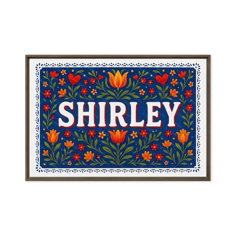 Shirley Name Art - Floral Farmhouse personalized wall print for kids