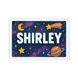 Shirley Name Art - Space Explorers personalized wall print for kids