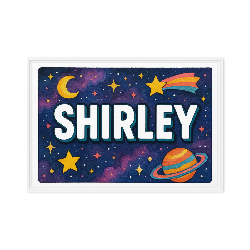 Shirley Name Art - Space Explorers personalized wall print for kids